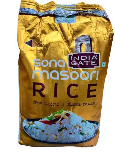 india gate sona masoori rice 5kg bag